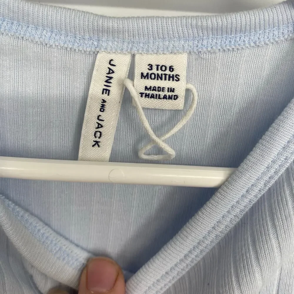 Janie & Jack Baby Pointelle Wrap Bodysuit 3-6 Month Blue & White‎ Unisex